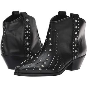 Sam Edelman Women's Brian Western Boot in Black Leather with Studs Size 9